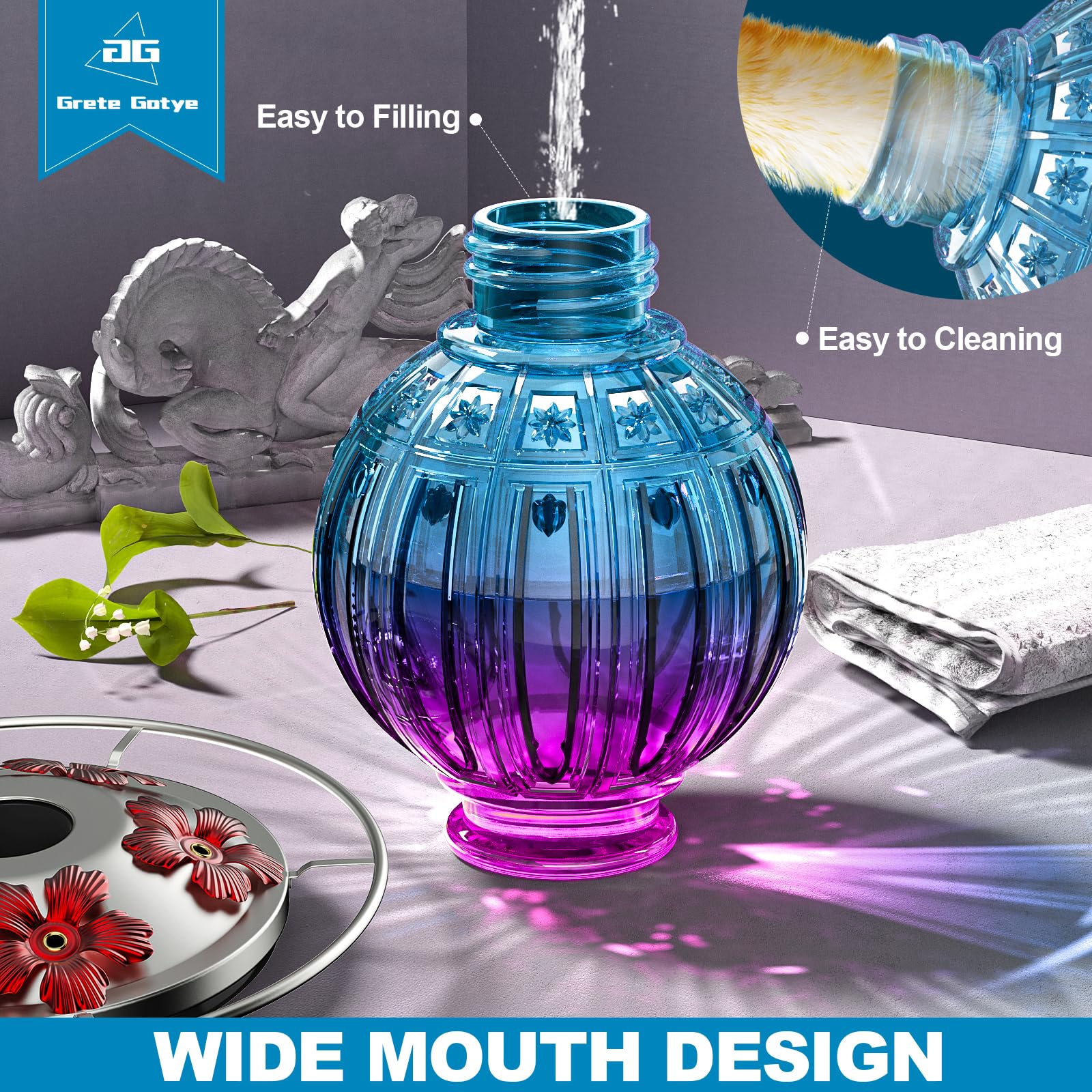 Grete Gotye durable glass design withstands outdoor conditions without fading