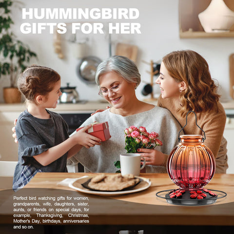 Garden decor hummingbird feeder by Grete Gotye, ideal gift for nature lovers