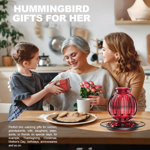 Grete Gotye gift-ready hummingbird feeder brightens any outdoor area