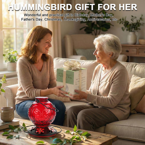 Grete Gotye five-port design provides multiple nectar options for hummingbirds.
