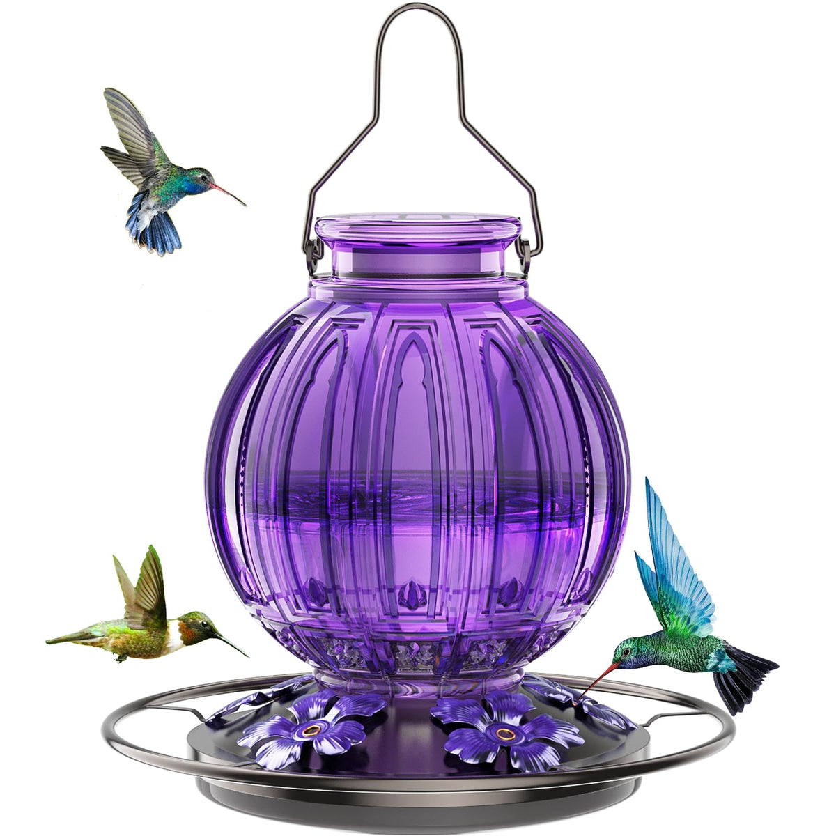 Grete Gotye glass hummingbird feeder with 5 ports adds color to your garden
