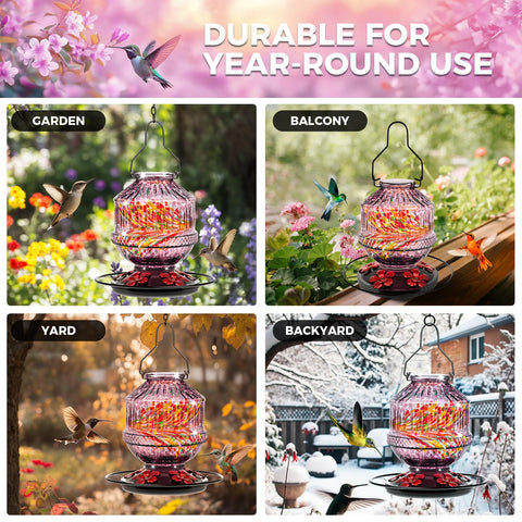 Grete Gotye outdoor-friendly hummingbird feeder enhancing garden or patio decor.