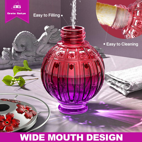 Grete Gotye wide-mouth glass bottle for easy refills and cleaning.