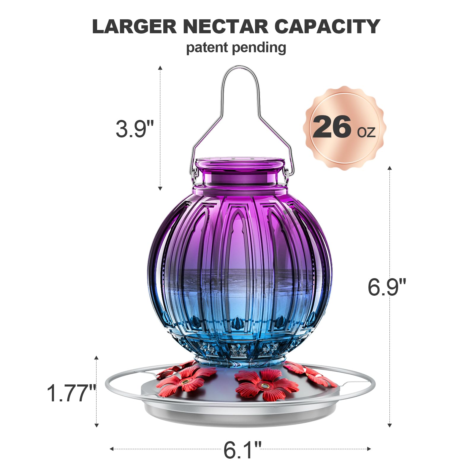 Grete Gotye wide-mouth glass feeder for easy filling and cleaning