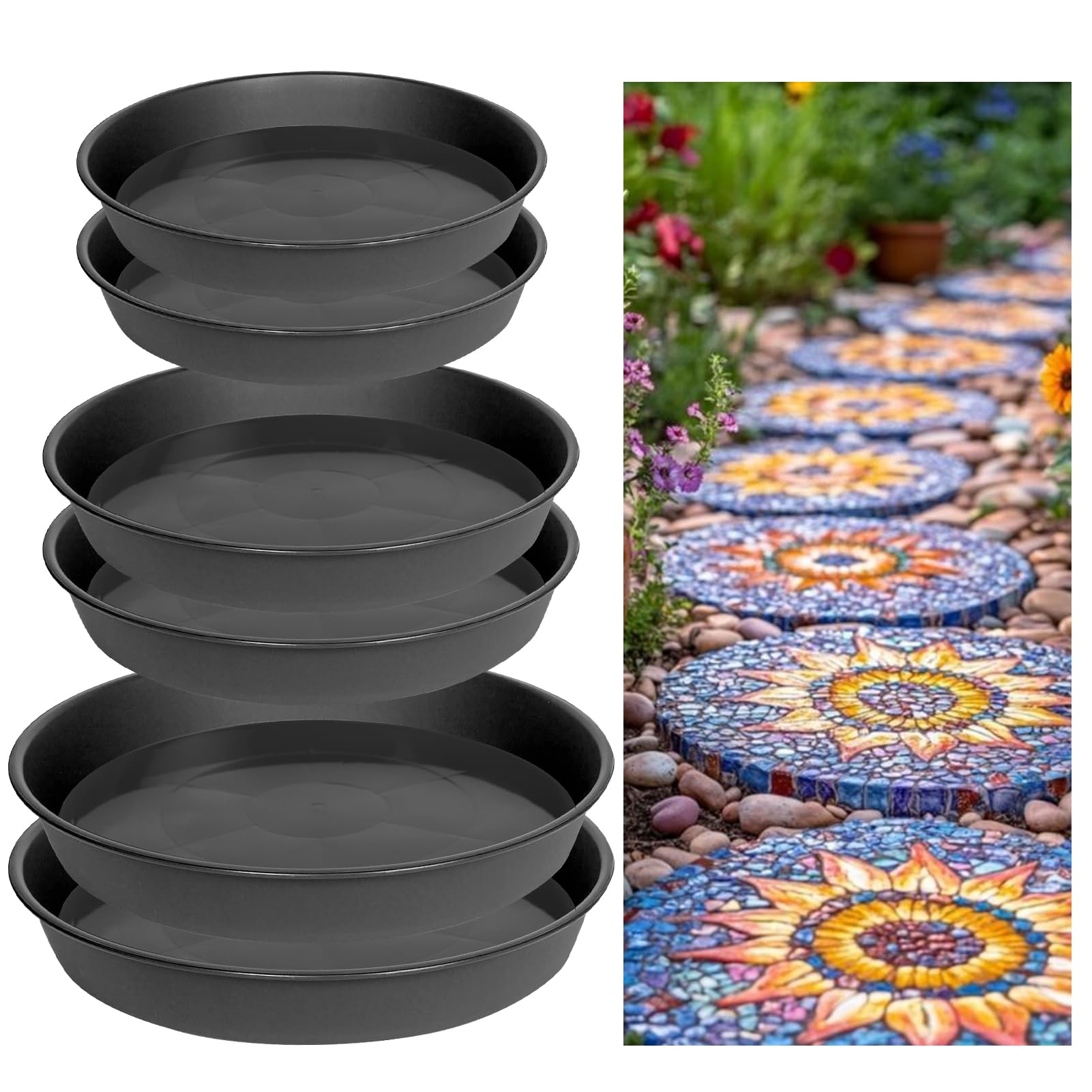 GRETJOB round stepping stone mold set in ten inch size for durable garden paths.