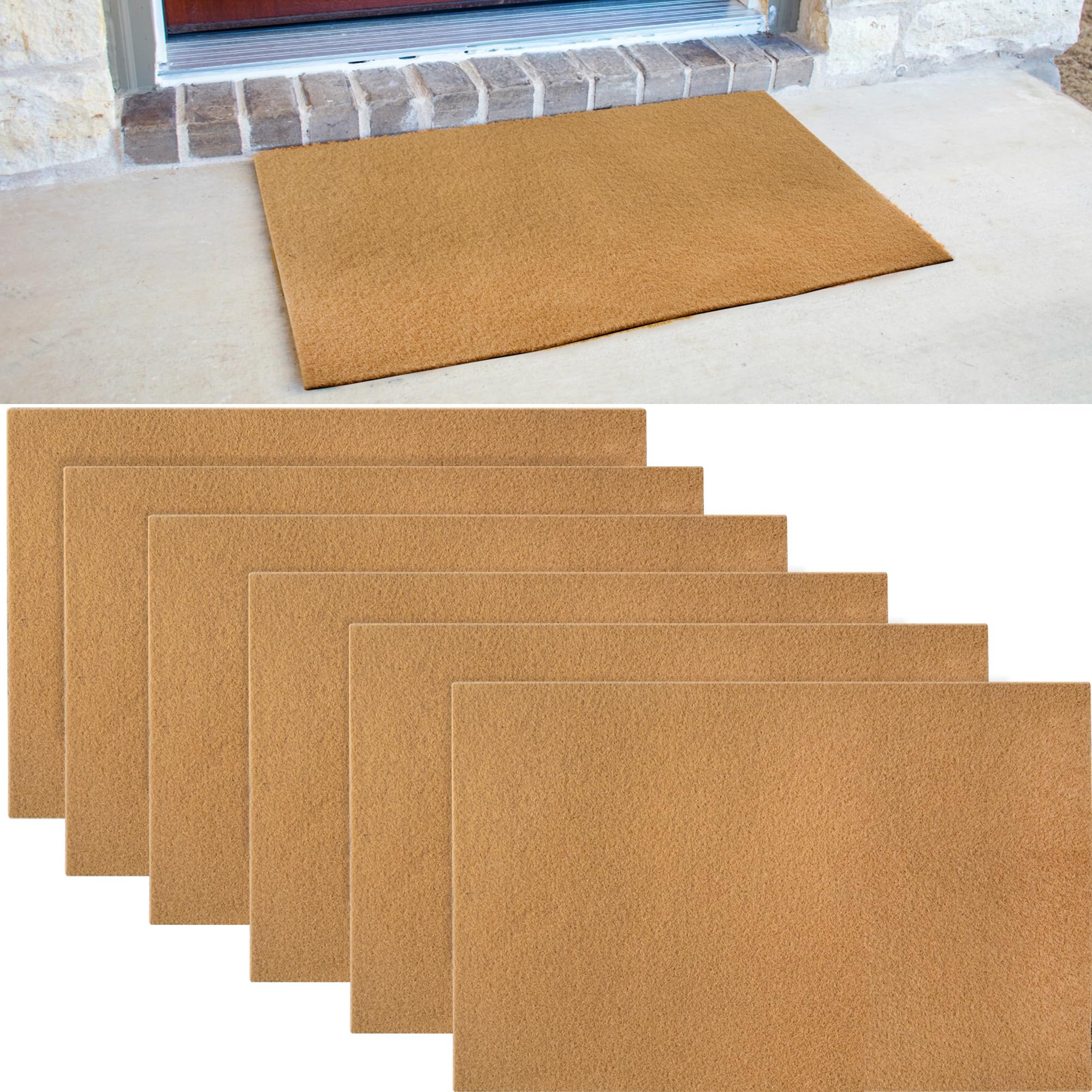 GRETJOB 6-pack blank door mats front view, ideal base for DIY painting at entryways.