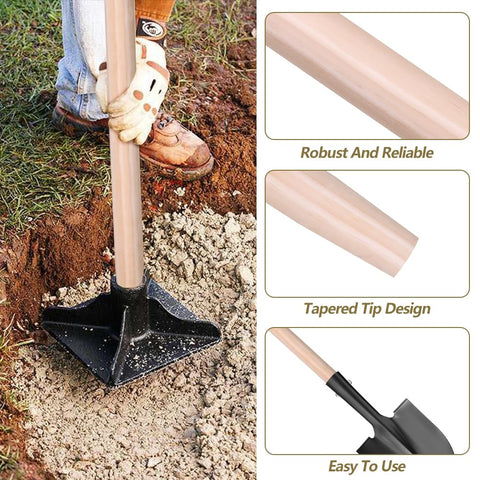GRETJOB tapered-tip design for easy installation into shovel heads.