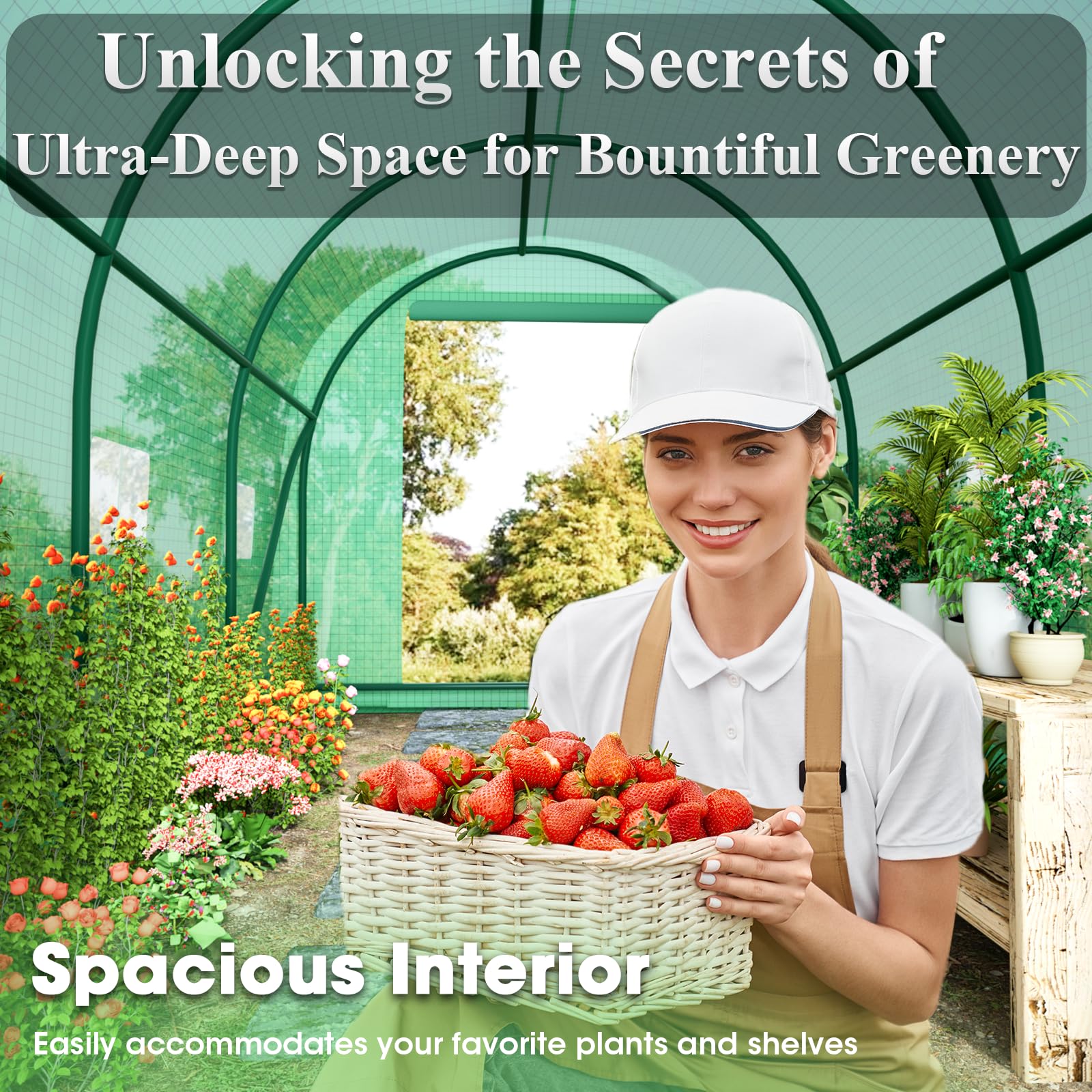 Grezone Walk-in Greenhouse easy-assembly butterfly screws simplify setup.