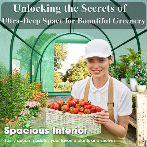 Grezone Walk-in Greenhouse easy-assembly butterfly screws simplify setup.