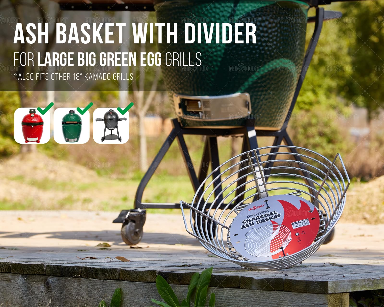 GriAddict durable charcoal basket for consistent heat and cleaner fires