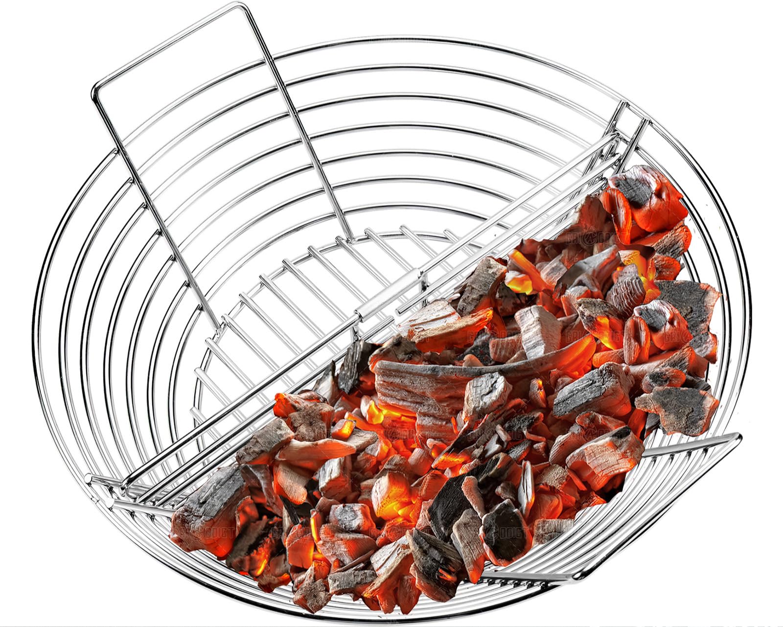 GriAddict replacement Kamado basket with divider enabling two-zone cooking