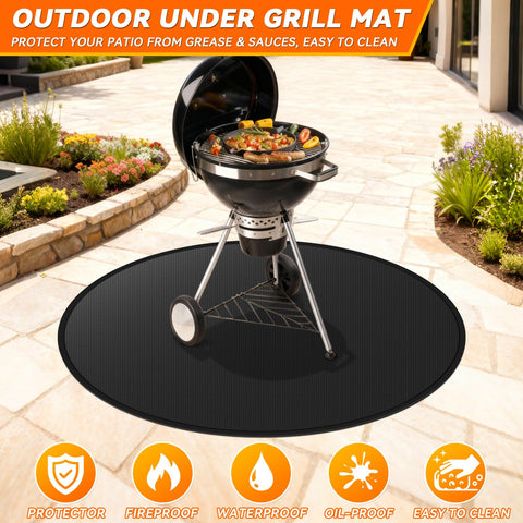 GRIBUDDY versatile mat suitable for indoor fireplaces and outdoor pits.