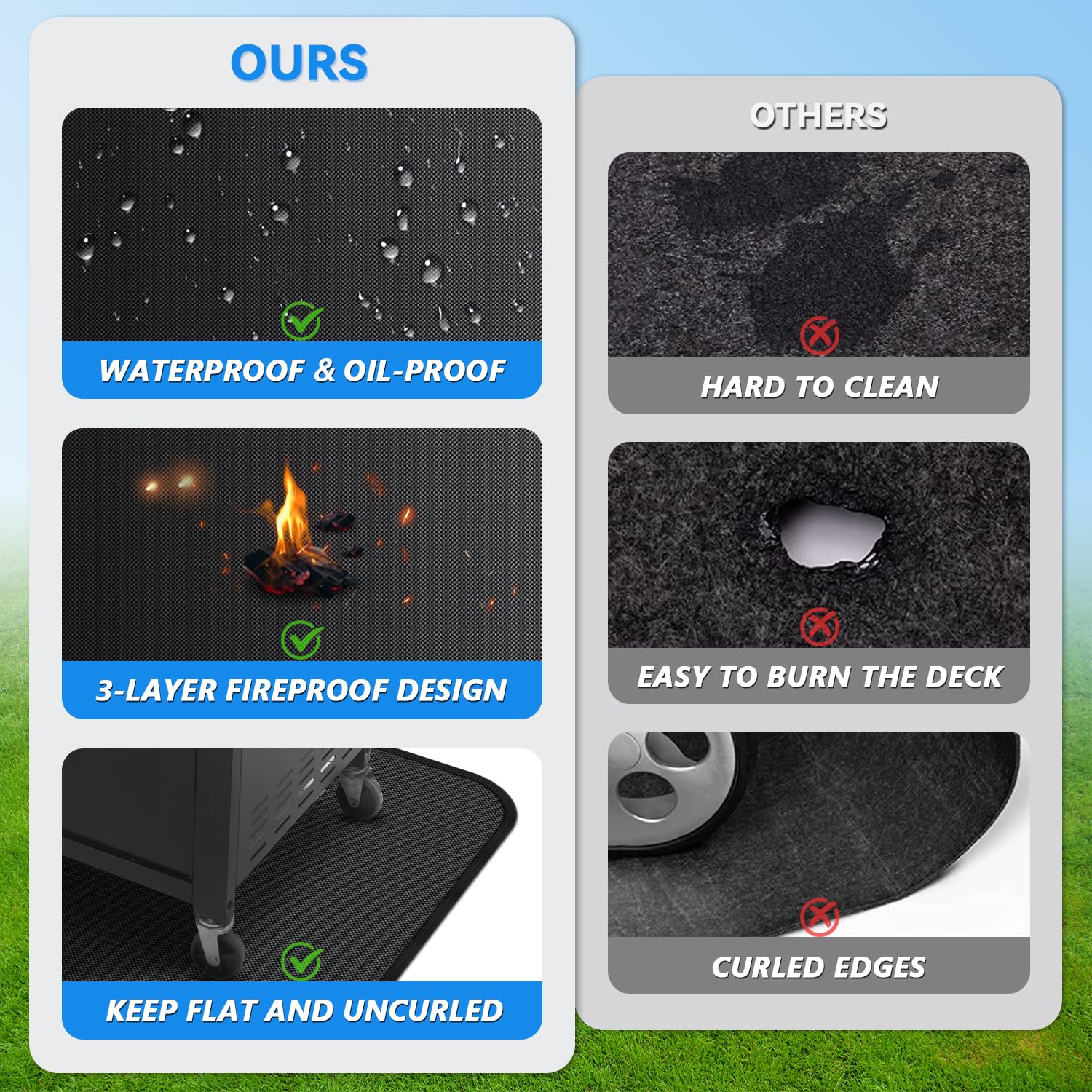 GRIBUDDY protects decks, concrete, and lawns during patio gatherings