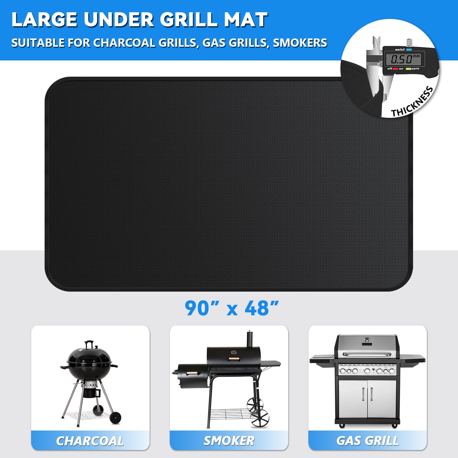 GRIBUDDY versatile mat fits charcoal, gas grills, smokers, and fire pits