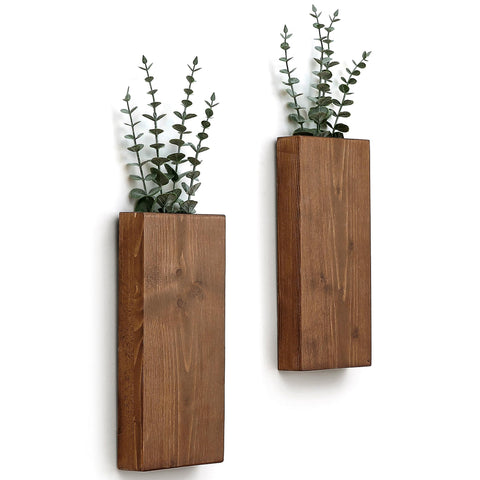 GRID FORTE wall pocket walnut shows natural grain for chic indoor greenery display
