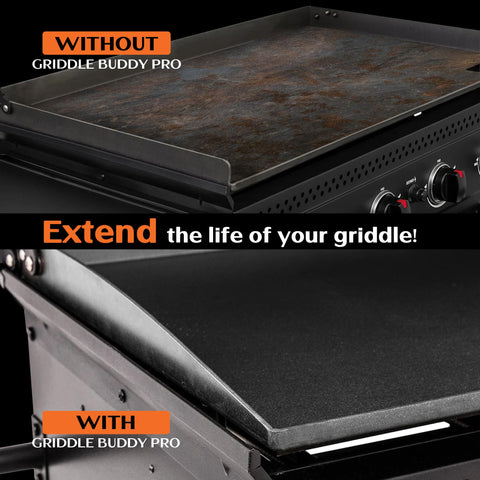 Griddle Buddy food-grade silicone mat ensures hygienic cooking surface.