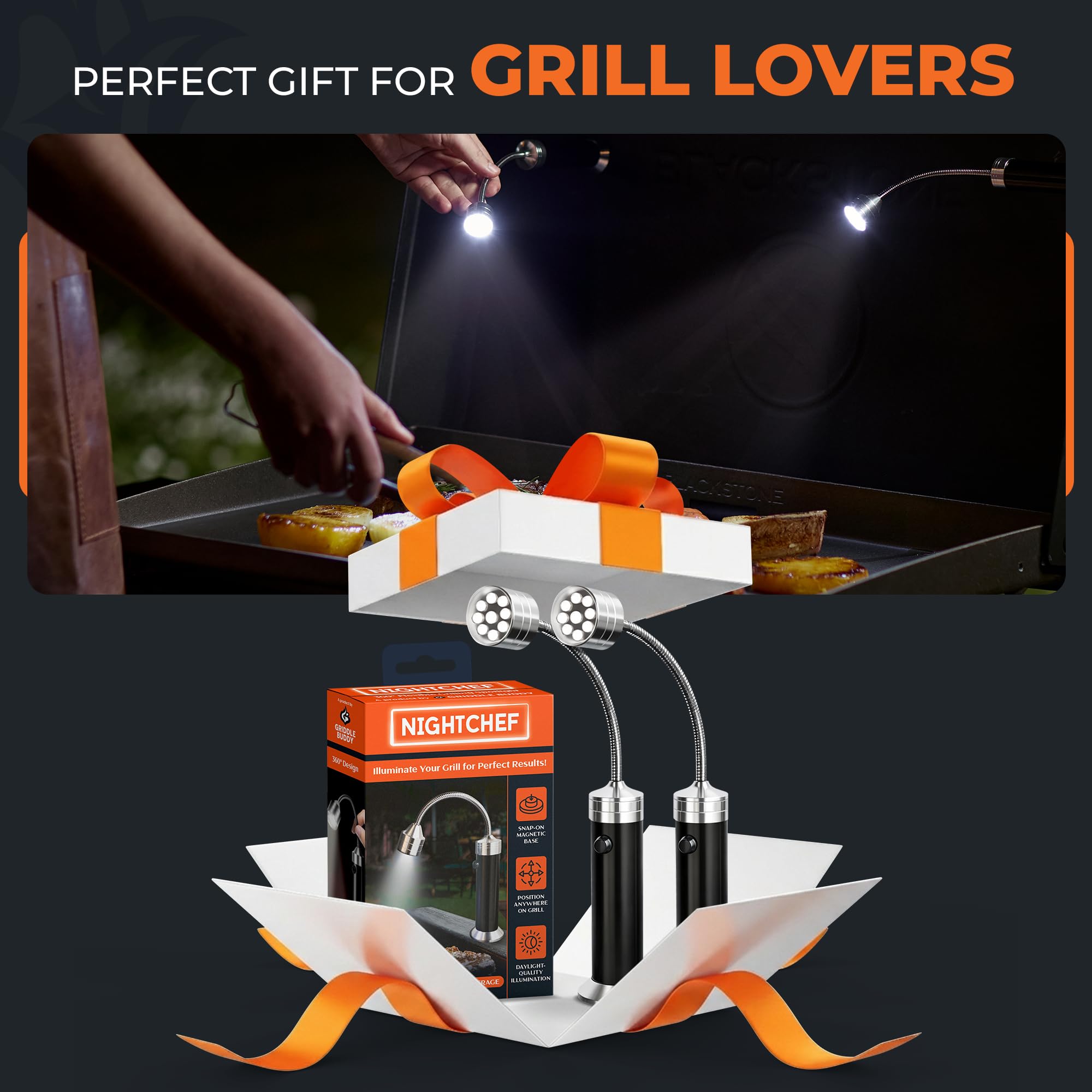 Griddle Buddy Night Chef portable camping use for night meals away from home.