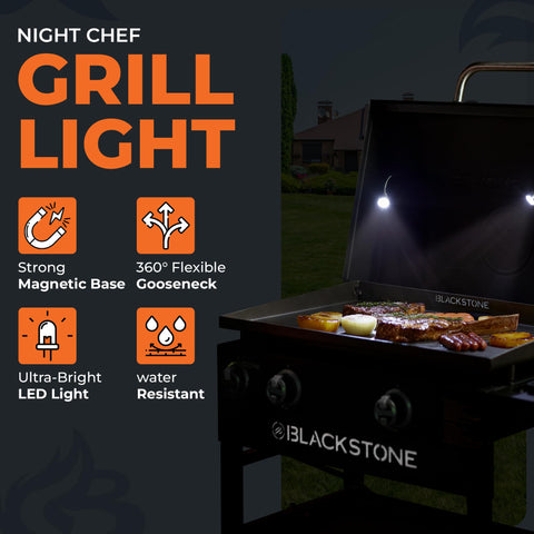 Griddle Buddy Night Chef strong magnetic base clamps securely for hands-free grilling.