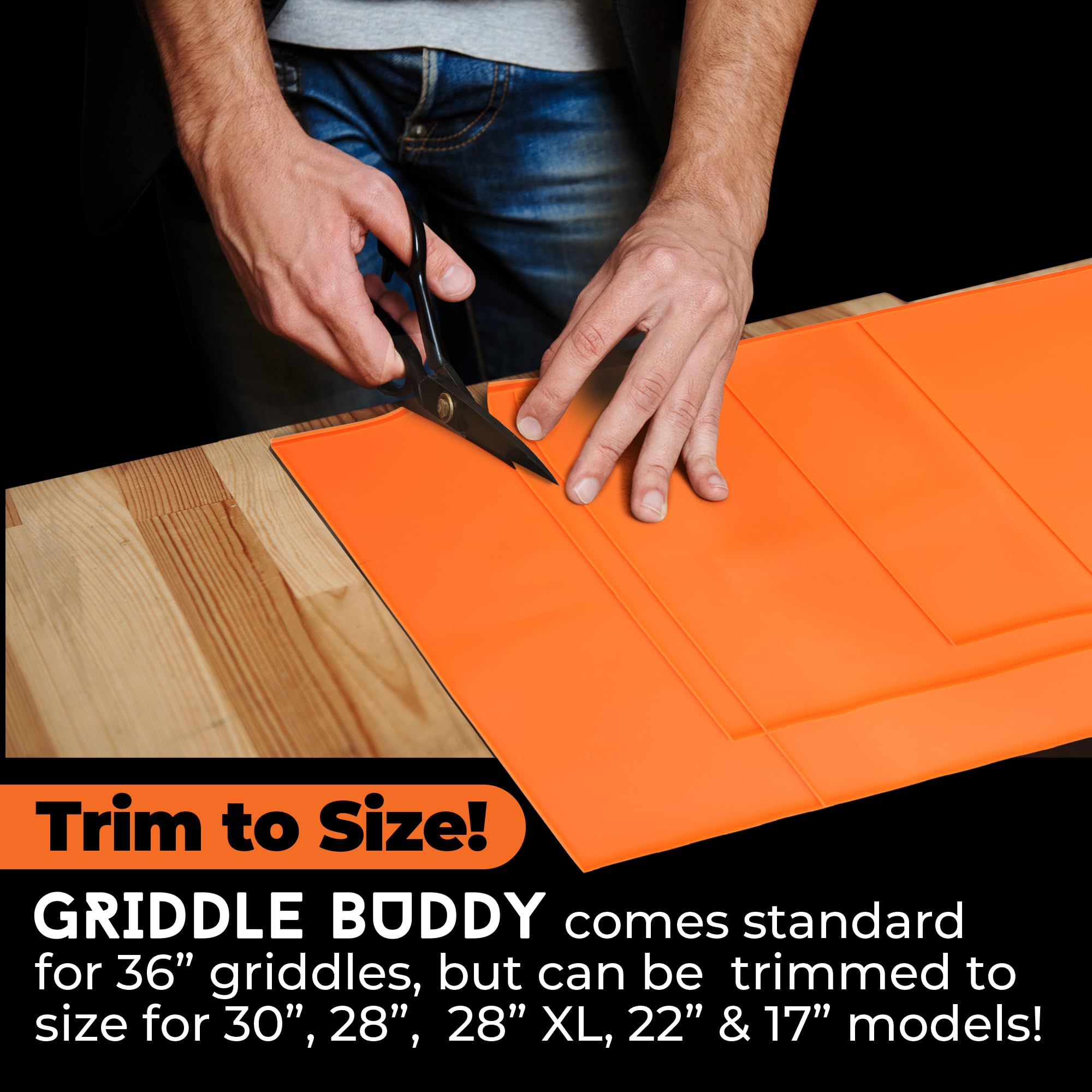 Griddle Buddy mat for 17-inch griddle guards against rust and spills.