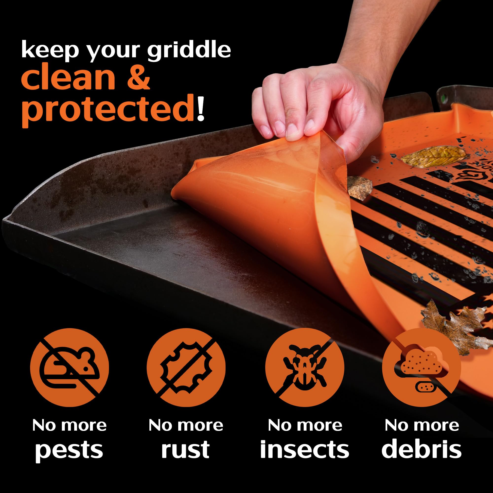 Griddle Buddy year-round protective cover for outdoor Blackstone griddle sessions.