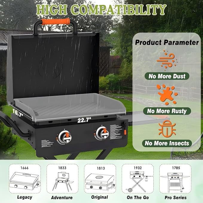 Non-stick gray mat cleans easily after grilling on Blackstone.
