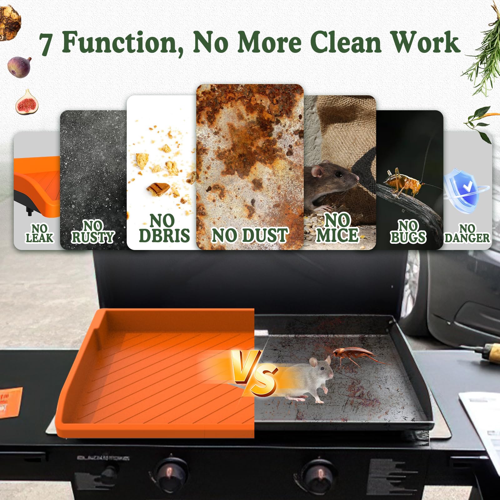 GRIDDLE COVER MAT uses heavy-duty food-grade silicone up to 400F