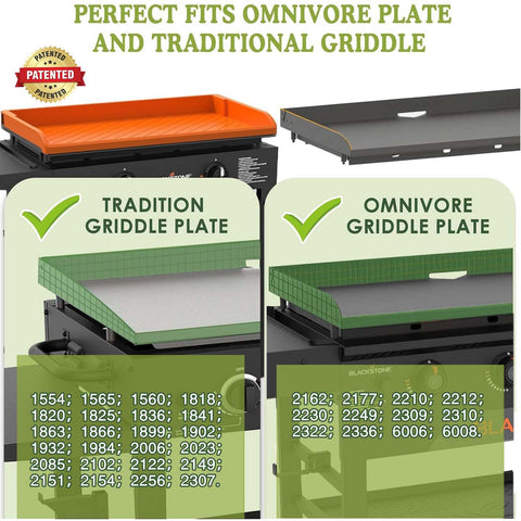 GRIDDLE COVER MAT orange silicone cover for omnivore griddle plates, quick wipe-down after cooking.