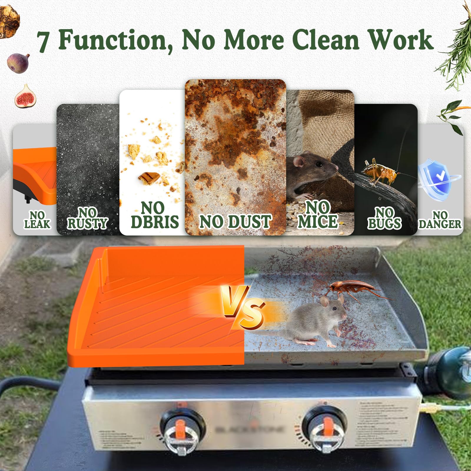 GRIDDLE COVER MAT orange extends griddle life by preventing moisture and oxidation