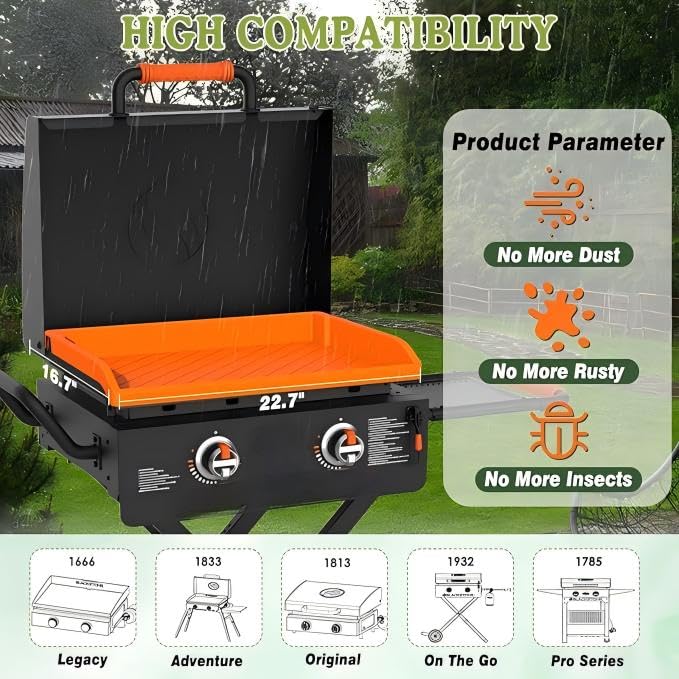 GRIDDLE COVER MAT orange food-grade silicone offers durable, safe protection