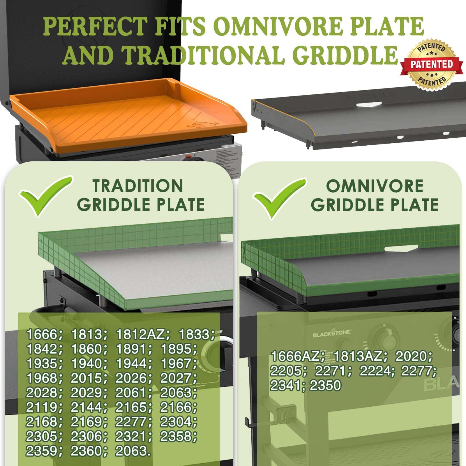 GRIDDLE COVER MAT orange omni-plate fit demonstrates compatibility with Omnivore plates