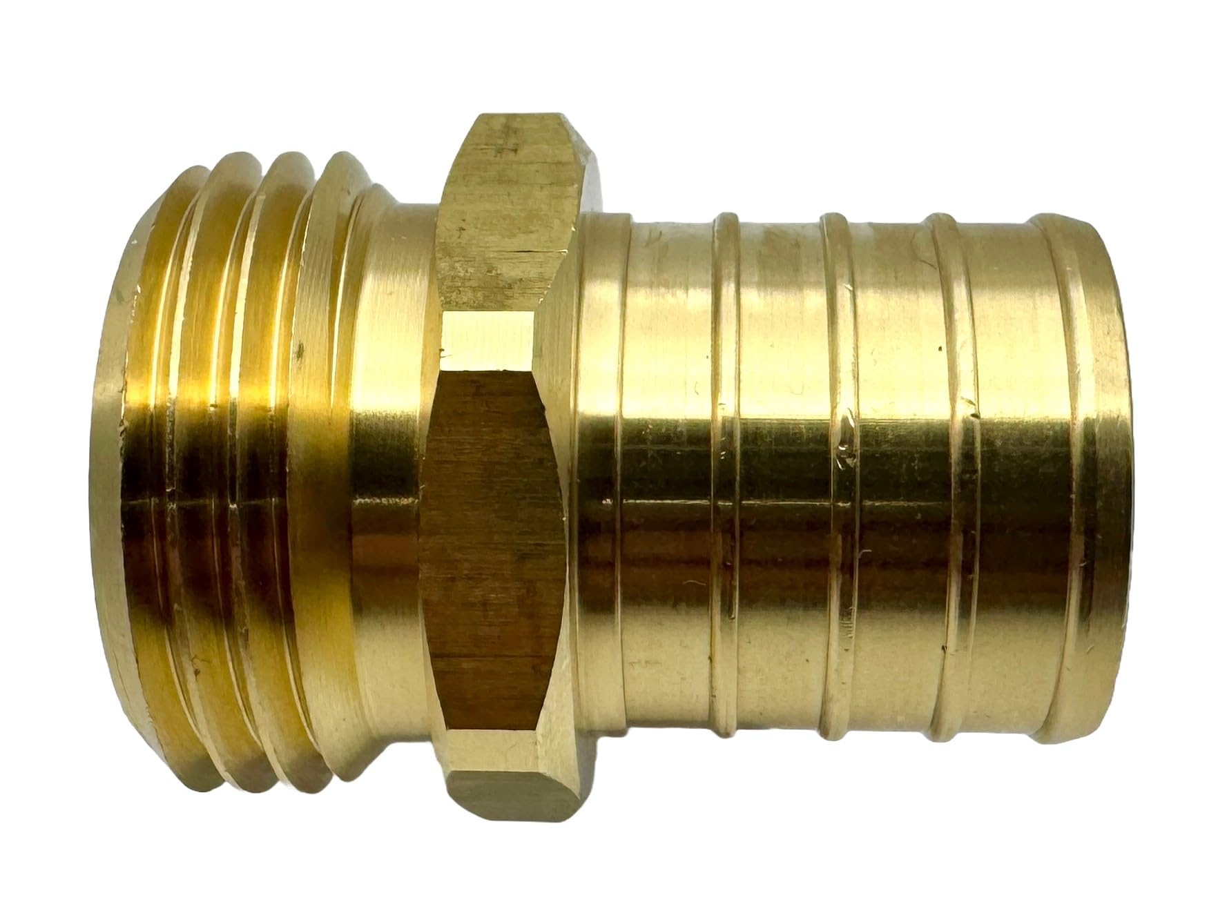 GRIDTECH brass garden hose adapter demonstrates leak-free connection suitable for irrigation.
