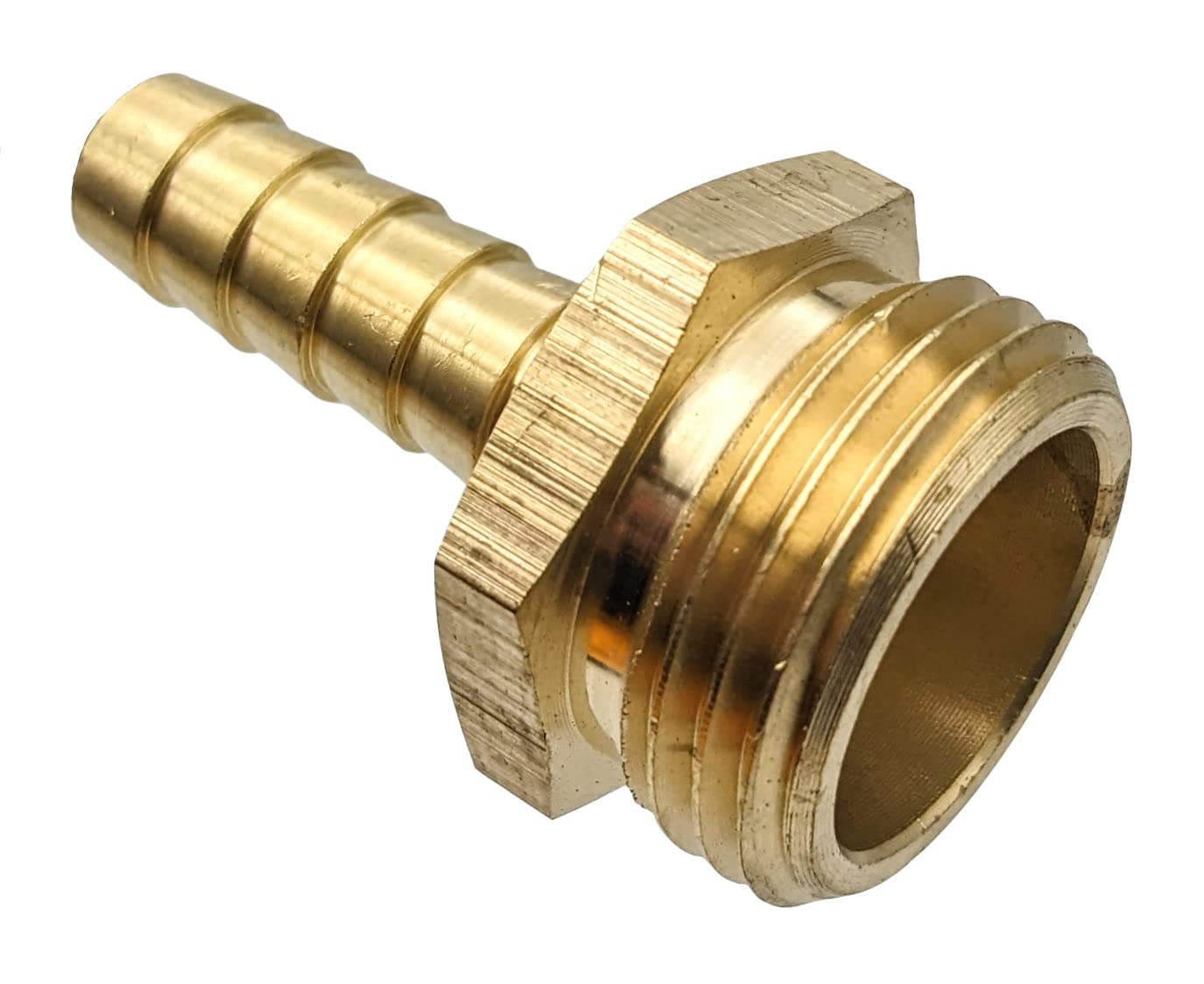 GRIDTECH brass hose adapter with 3/8 in barb and 3/4 in GHT male connector for leak-free outdoor connections