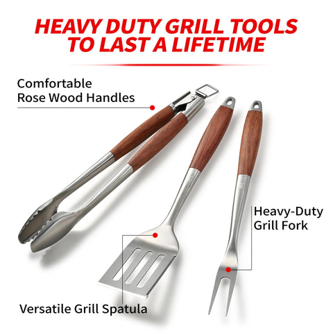 GRILAZ rosewood fork with robust prongs for secure meat handling
