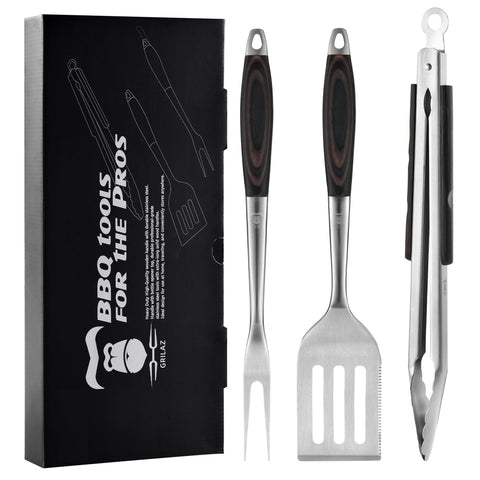 GRILAZ spatula with stainless steel blade for precise flipping and durability.
