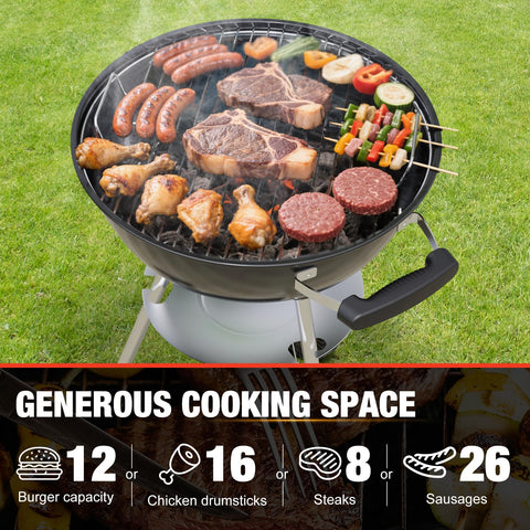 GRILIFE 18-inch grill ash collector keeps the base clean during cooking.