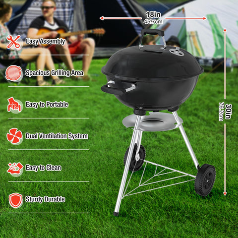 GRILIFE 18-inch charcoal grill cooking area emphasizes even heating in small gatherings.