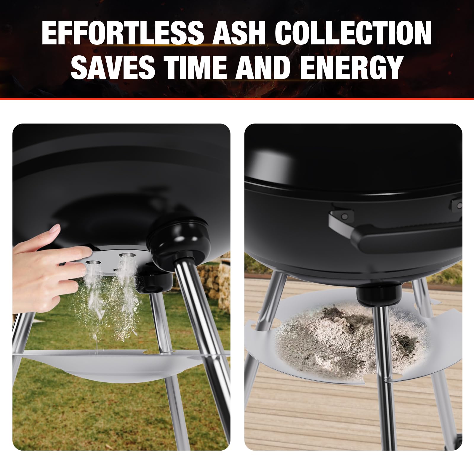 GRILIFE 18-inch charcoal grill with durable wheels makes moving easy.