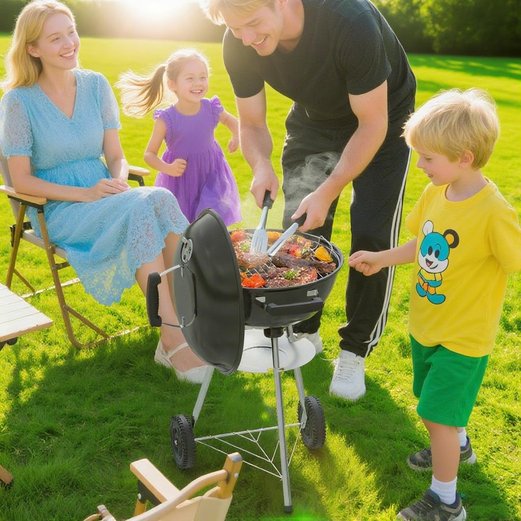 GRILIFE 18-inch grill open-lid view shows ample cooking area for family meals.