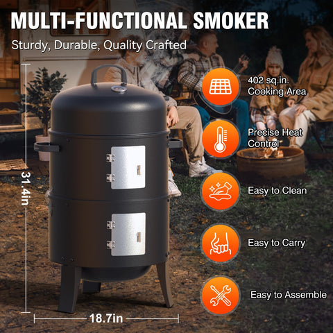 GRILIFE charcoal smoker interior view highlights sturdy cooking grate and ample space