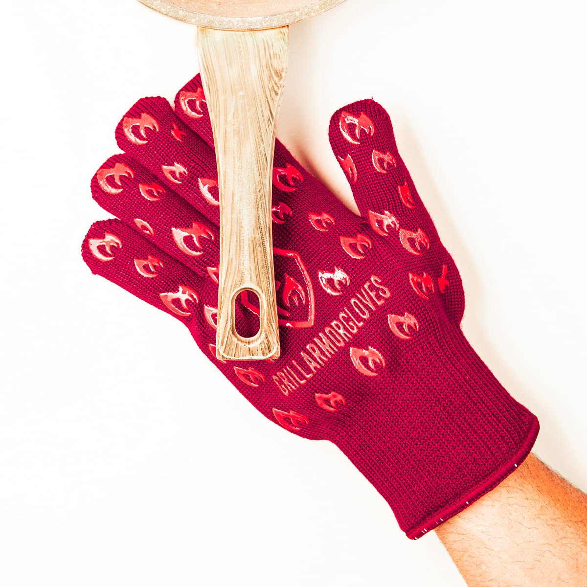 Grill Armor Gloves provide dexterous grip for handling hot pans and tools.