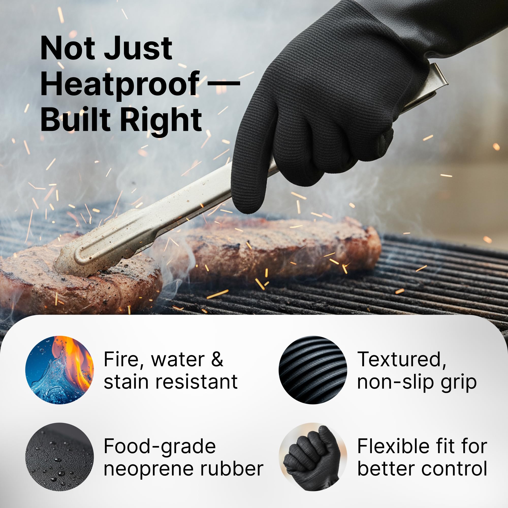 Grill Armor Gloves thick neoprene construction for heat and grease resistance