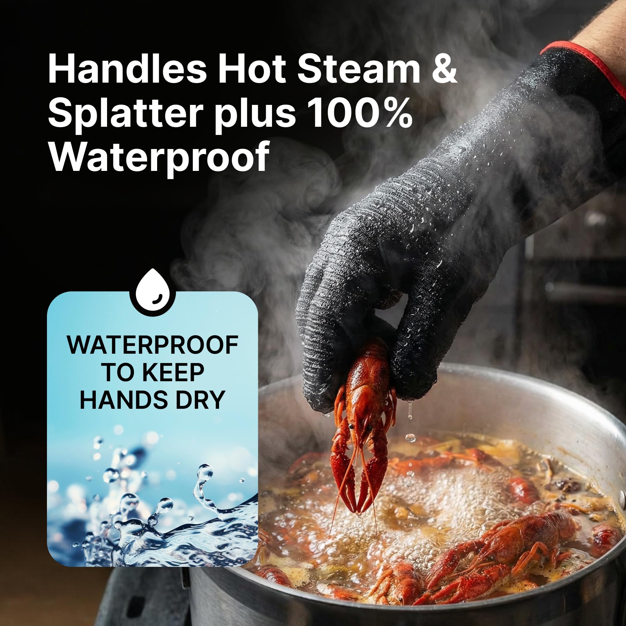 Grill Armor Gloves display waterproof neoprene for wet cooking tasks