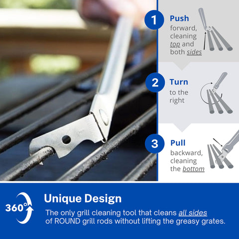 Grill Floss Bristle-Free Cleaning Action demonstrates safe scrubbing