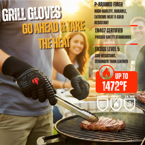 Grill Heat Aid flexible cut-resistant gloves designed for precise hot-handling