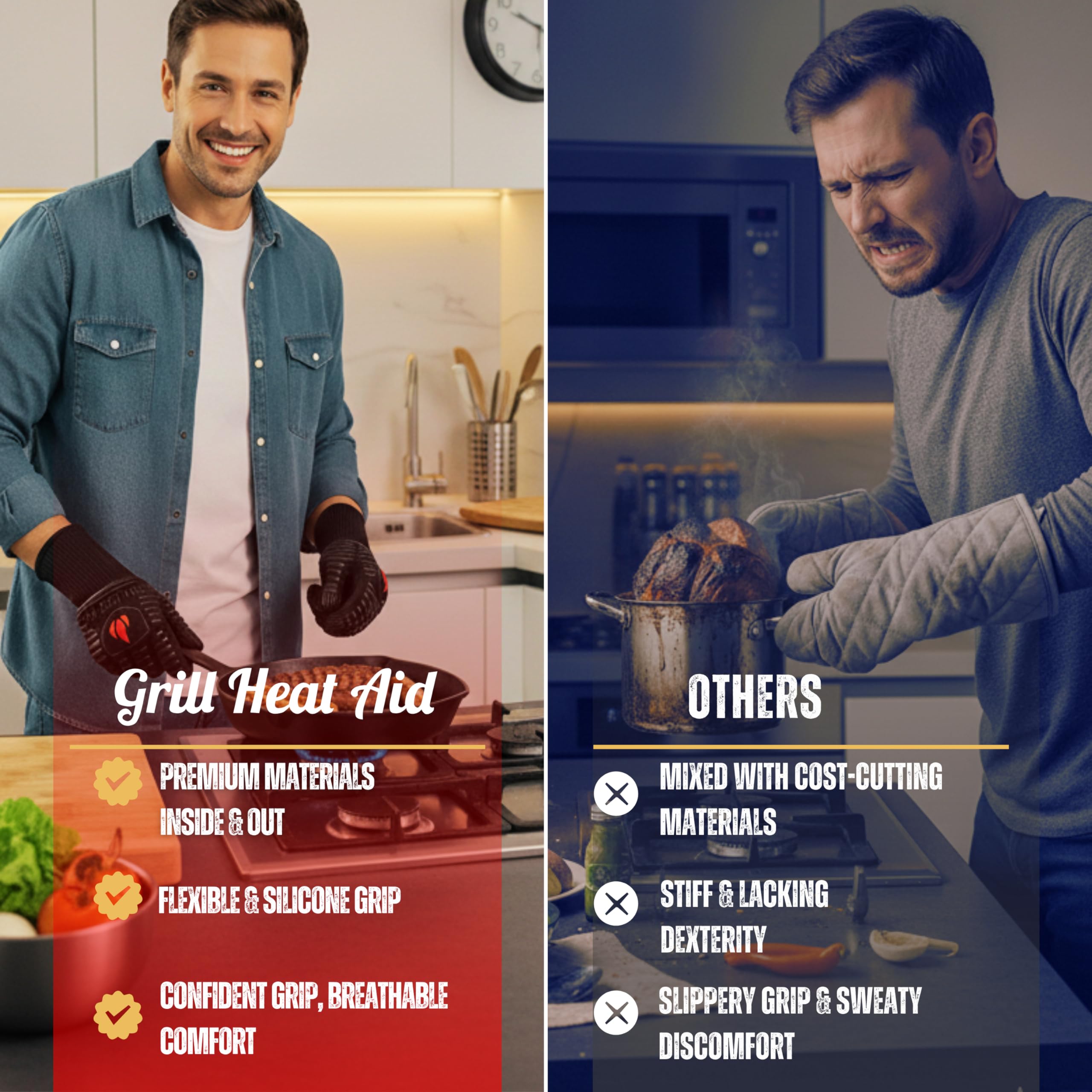 Grill Heat Aid indoor-outdoor fit gloves for versatile grilling and oven tasks