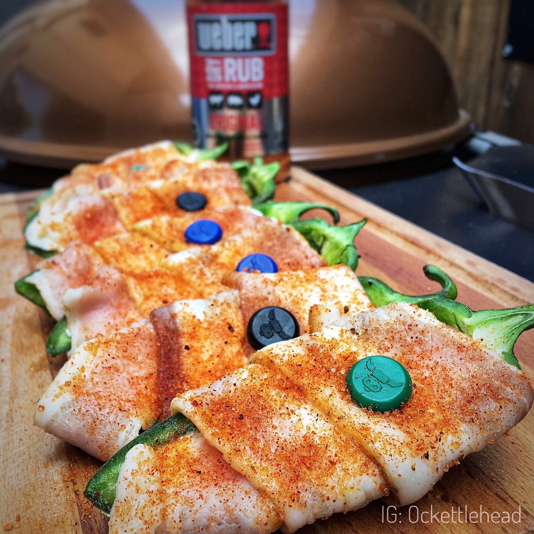 GRILL PINZ chicken cordon bleu wrap demonstrates precise attachment on grill.