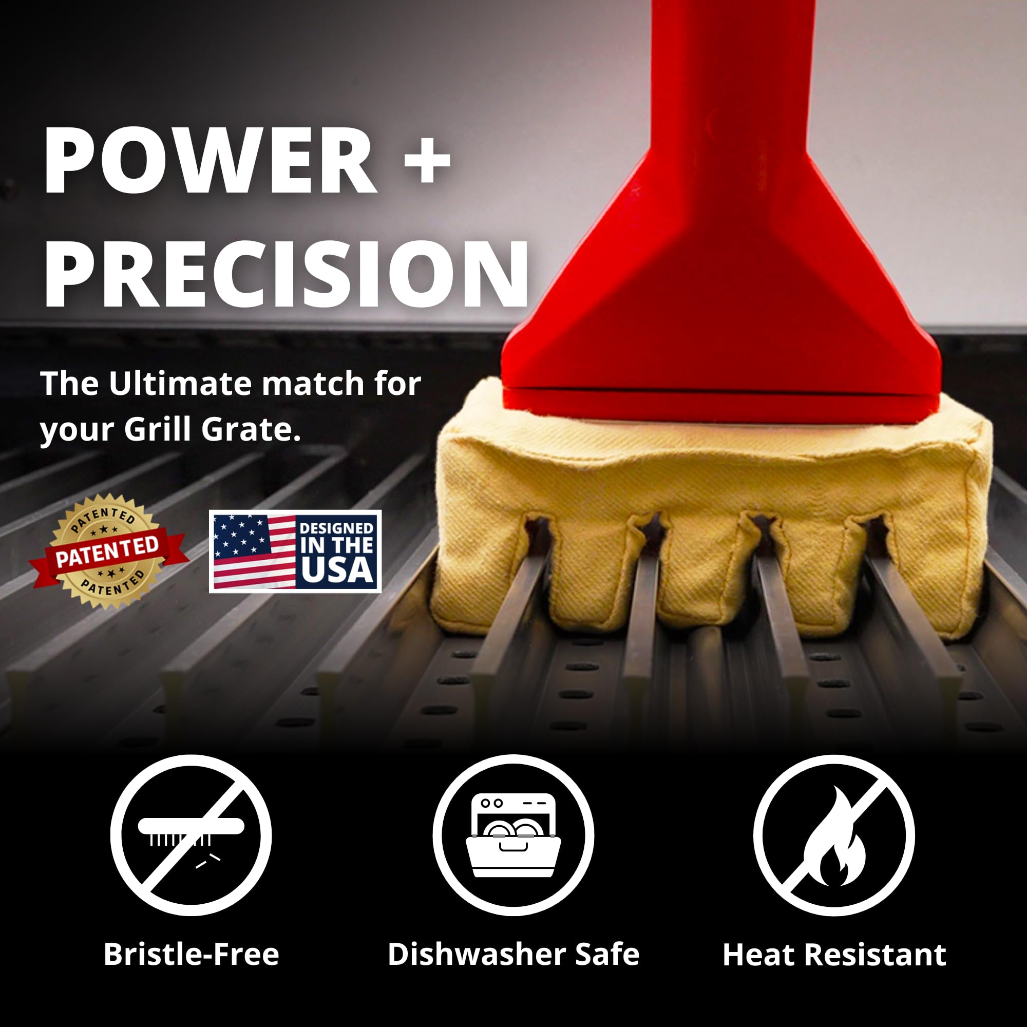 Grill Rescue bristle-free brush cleans cast iron and stainless steel grates safely