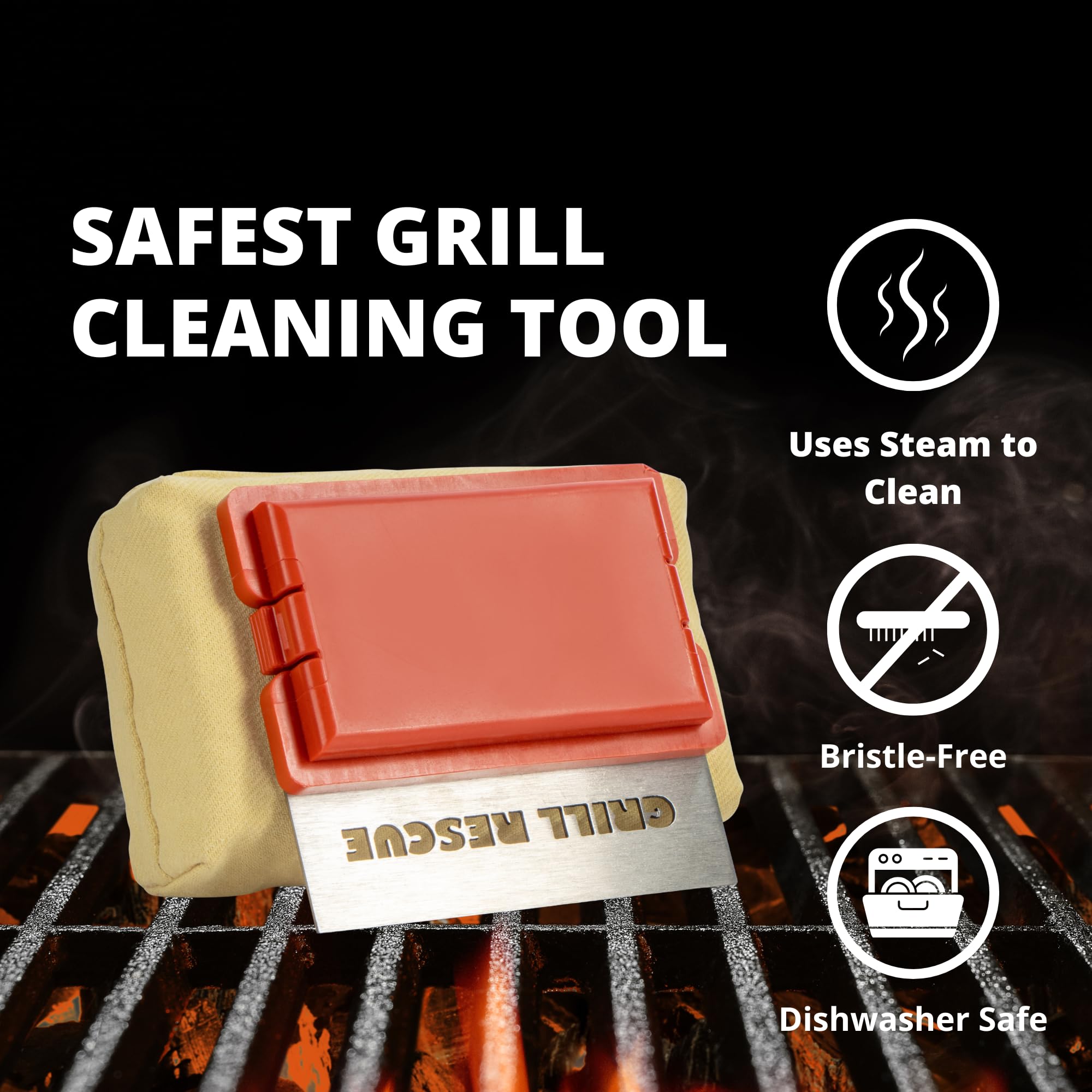 Grill Rescue bristle-free brush protects food from stray bristles.