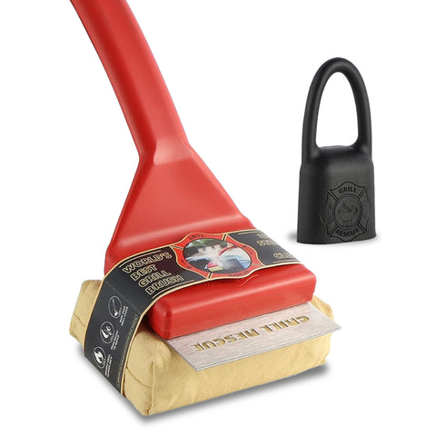 Grill Rescue bristle-free brush cleans gas and charcoal grates safely.