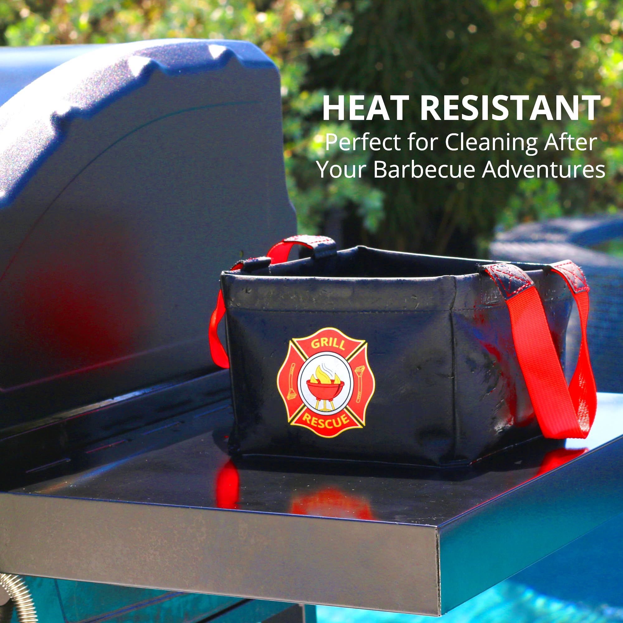 Grill Rescue portable cleaning bucket ideal for camping and grilling.